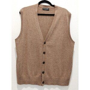 Kallspin Brown Cashmere Wool Buttoned V neck vest L